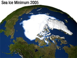北極海氷2005年の最小面積時