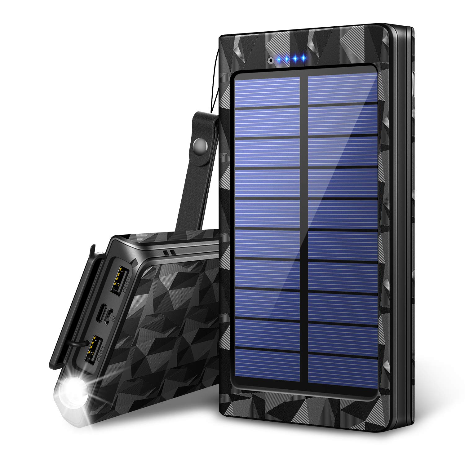 ソーラー充電器 大容量24000mAh LEDライト付き